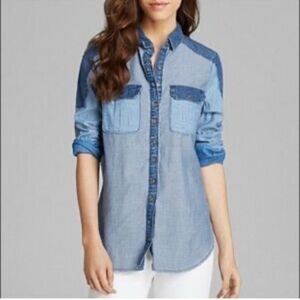 PAIGE multicolored Denim button-down, long sleeve shirt Small